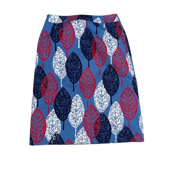 Boden Women’s 4L Leaf Print A Line Pencil Skirt, Red, White, & Blue Skirt - Picture 3 of 9